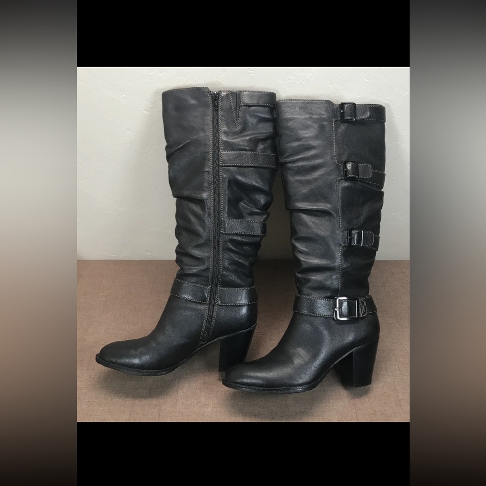 Sofft Colorado Women's Knee-High Slouch Boots Black Leather Side Zip Size 9M
